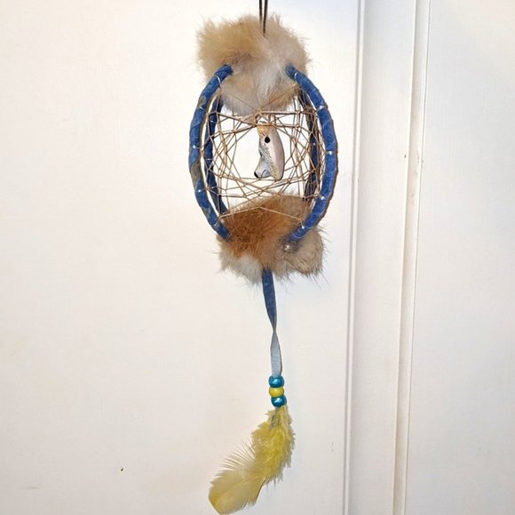 Orb Handmade Native American Dreamcatcher with Wolf - Picture 5 of 6